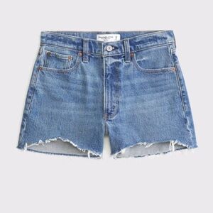 Abercrombie & Fitch Dark Blue Distressed High-Rise Denim Shorts